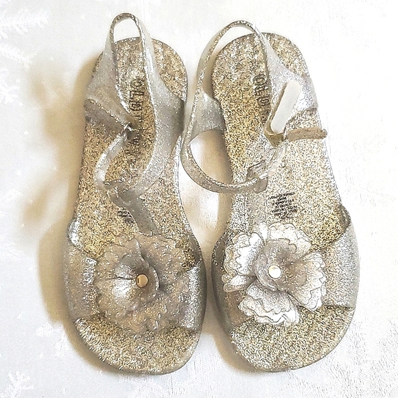 Old Navy Lot of (2) Pair Glitter Jelly Sandals Blue & Silver Toddler Girl 11 - Picture 8 of 11